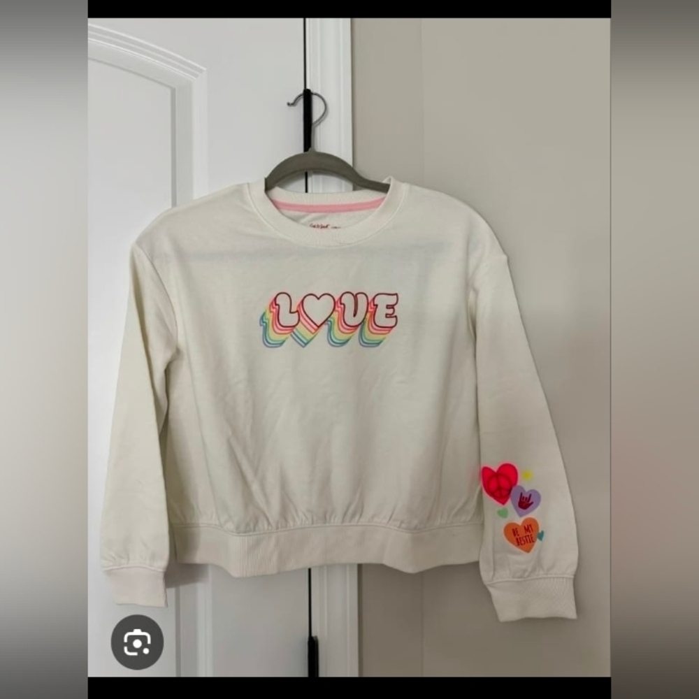 Cat & Jack - Cream/Heart Pull Over Sweater (Be My Bestie) Size XL 14